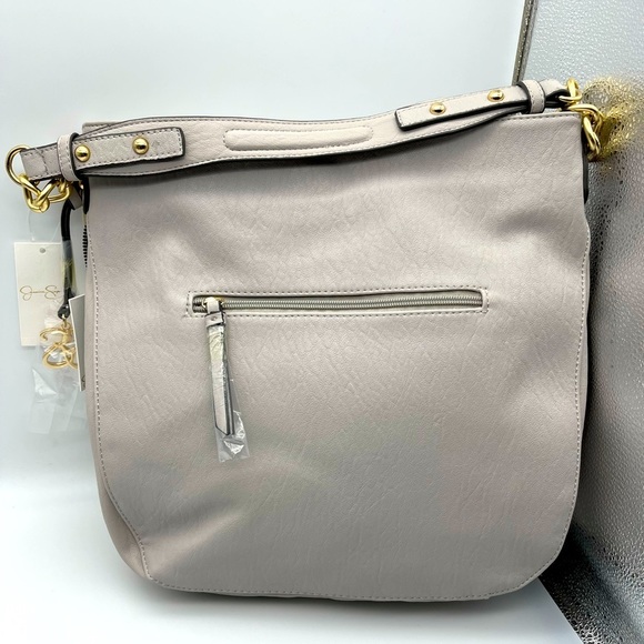NWT ($110) Jessica Simpson Gray Leather Handbag Celina Shoulder bag purse boho - Picture 2 of 8